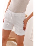 Women\'s shorts with elastic waist, white 631 - Online store - Boutique